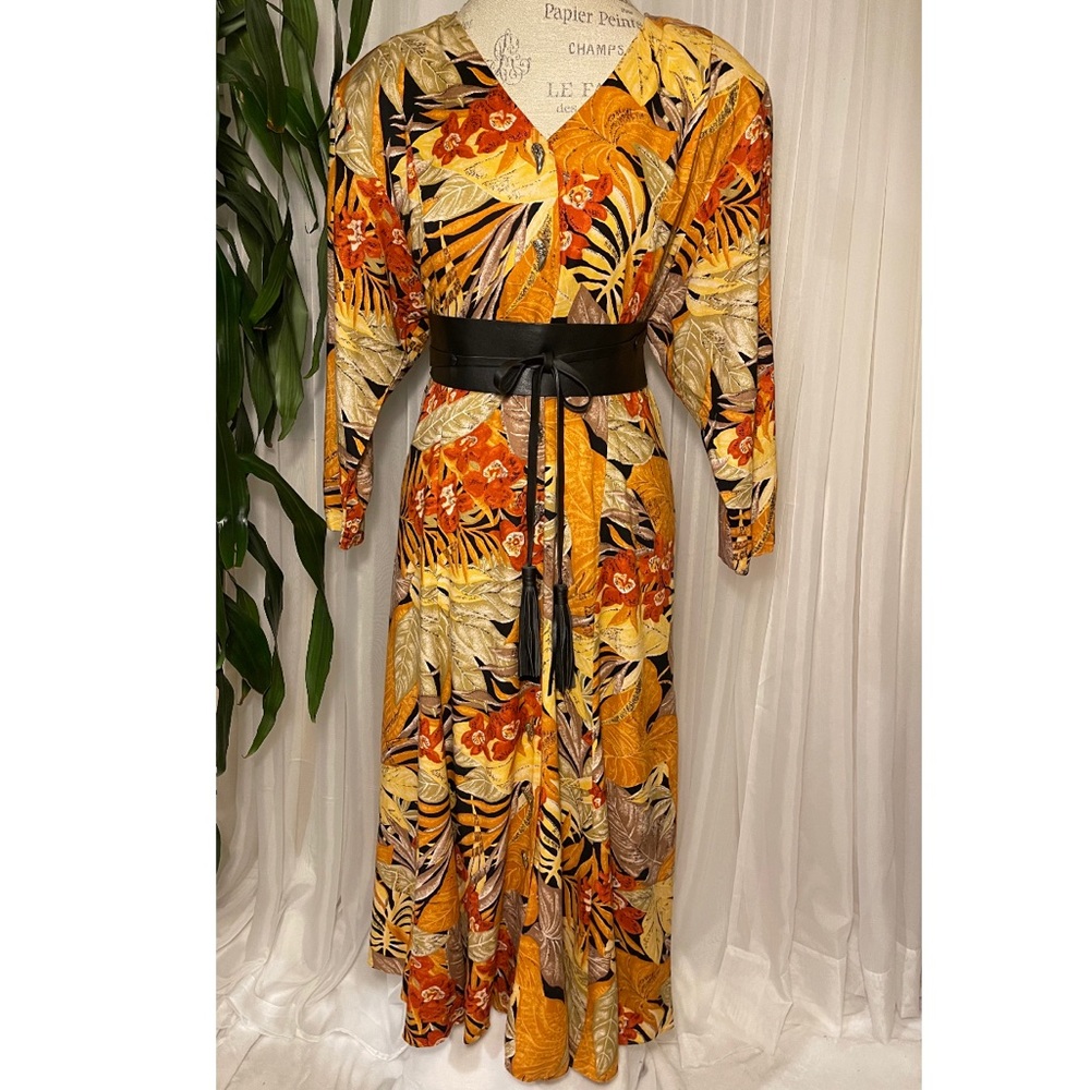 VTG 90s Anthony Mark Hankins Jungle Print Button Down Dress/Duster Sz: L/XL 16